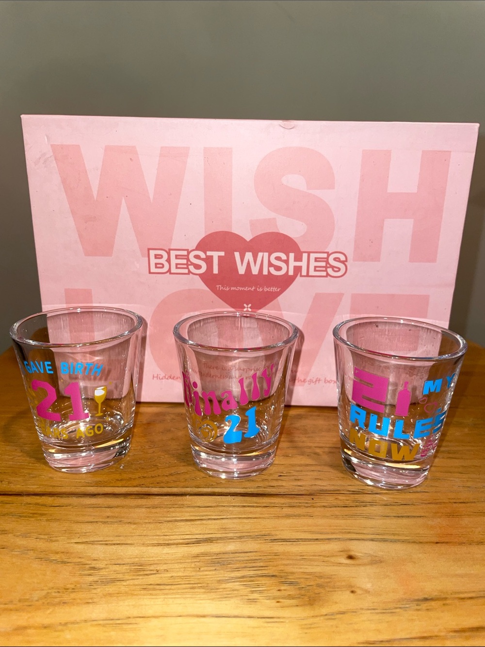 Pink 21st Birthday Shot Glass Set